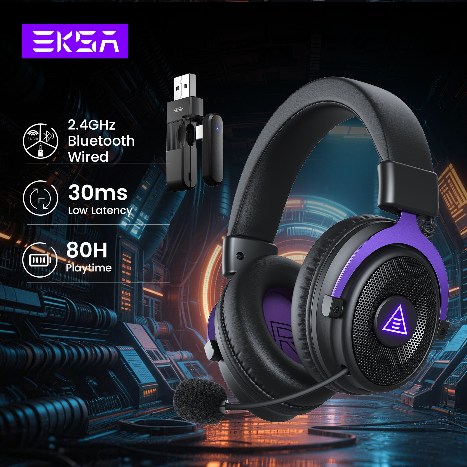 Gaming Headset Rgb - EKSA E900 WT Wireless Gaming Headset