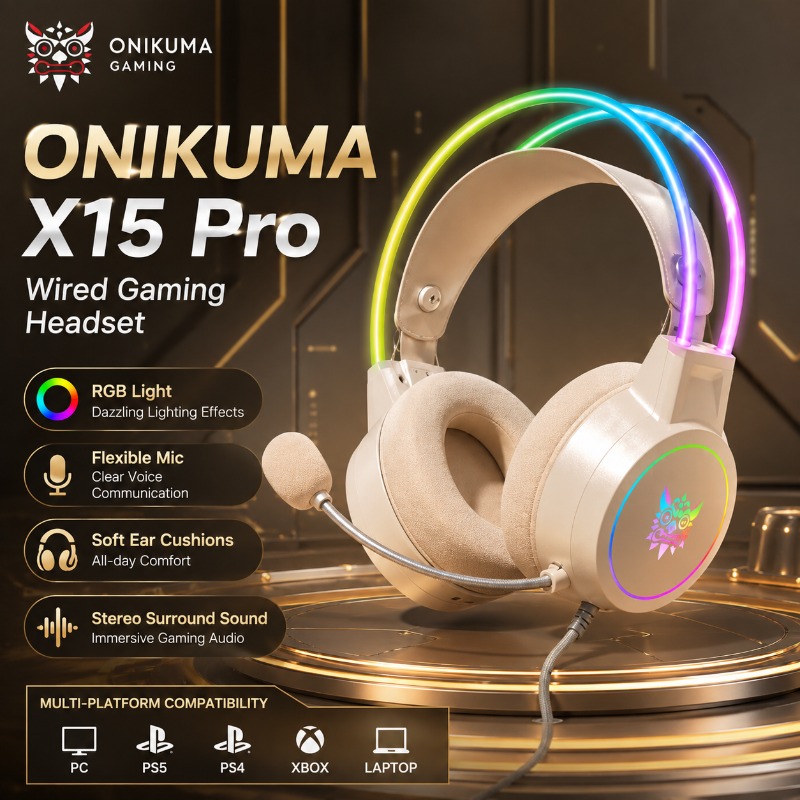 ONIKUMA X15 Pro Gaming Headset - Gaming Headset Rgb ulasan dan harga